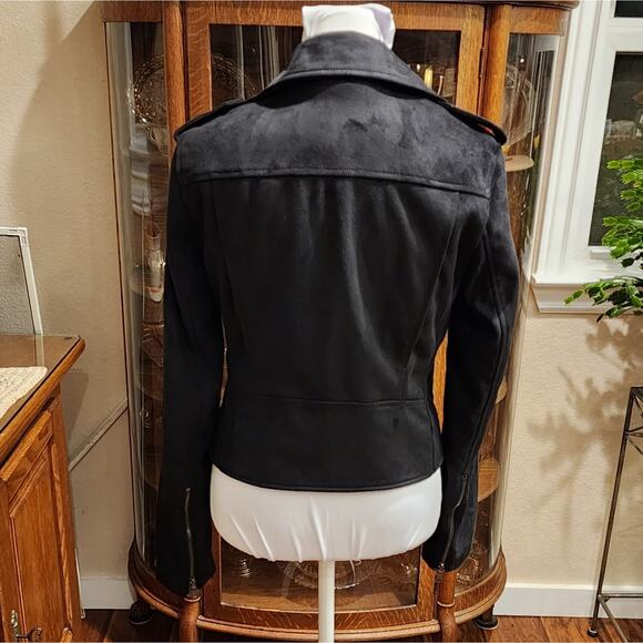 BANANA REPUBLIC Women's Black Vegan Suede Moto Jackets size XS NEW - Picture 7 of 7